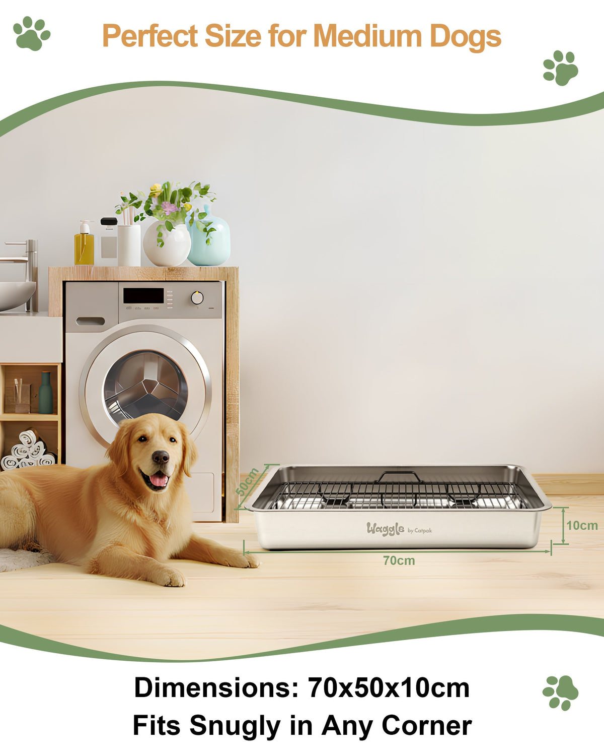 Waggle Steel Dog Toilet | Stainless steel base | Antibacterial and deodorizing