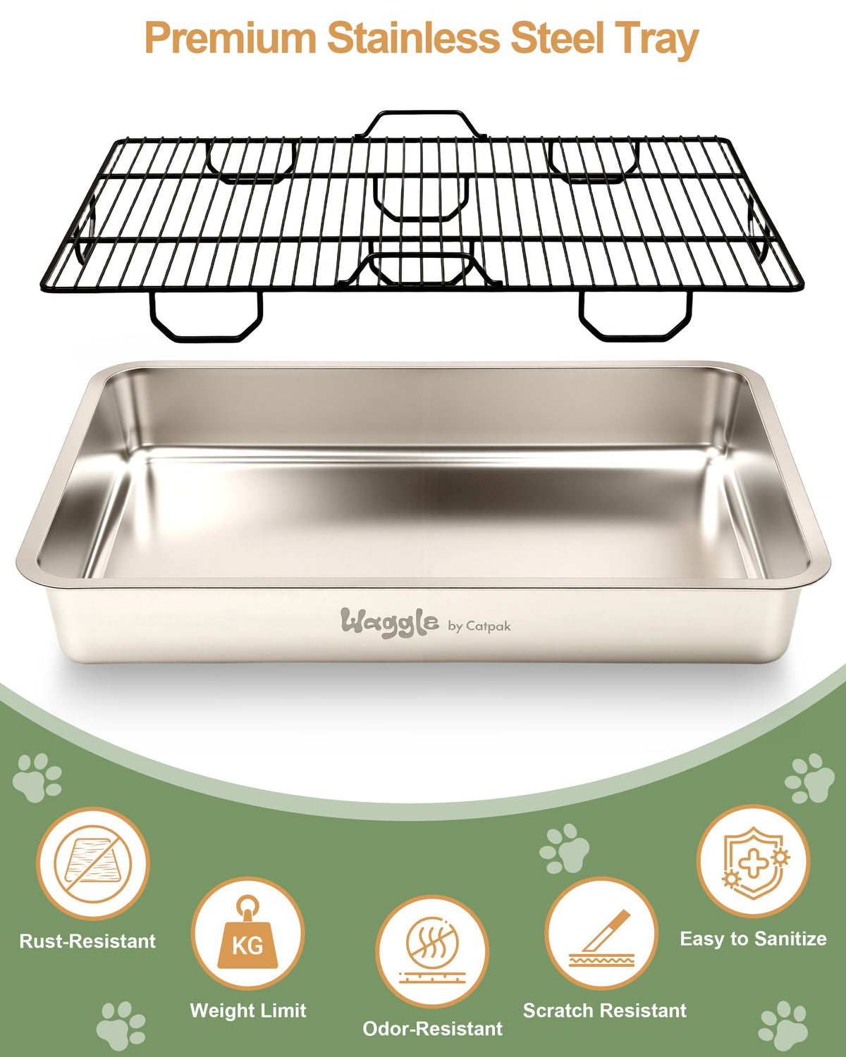 Waggle Steel Dog Toilet | Stainless steel base | Antibacterial and deodorizing