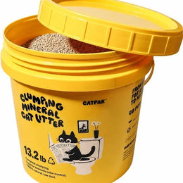CATPAK 6kg cat litter tub with lid open showing litter